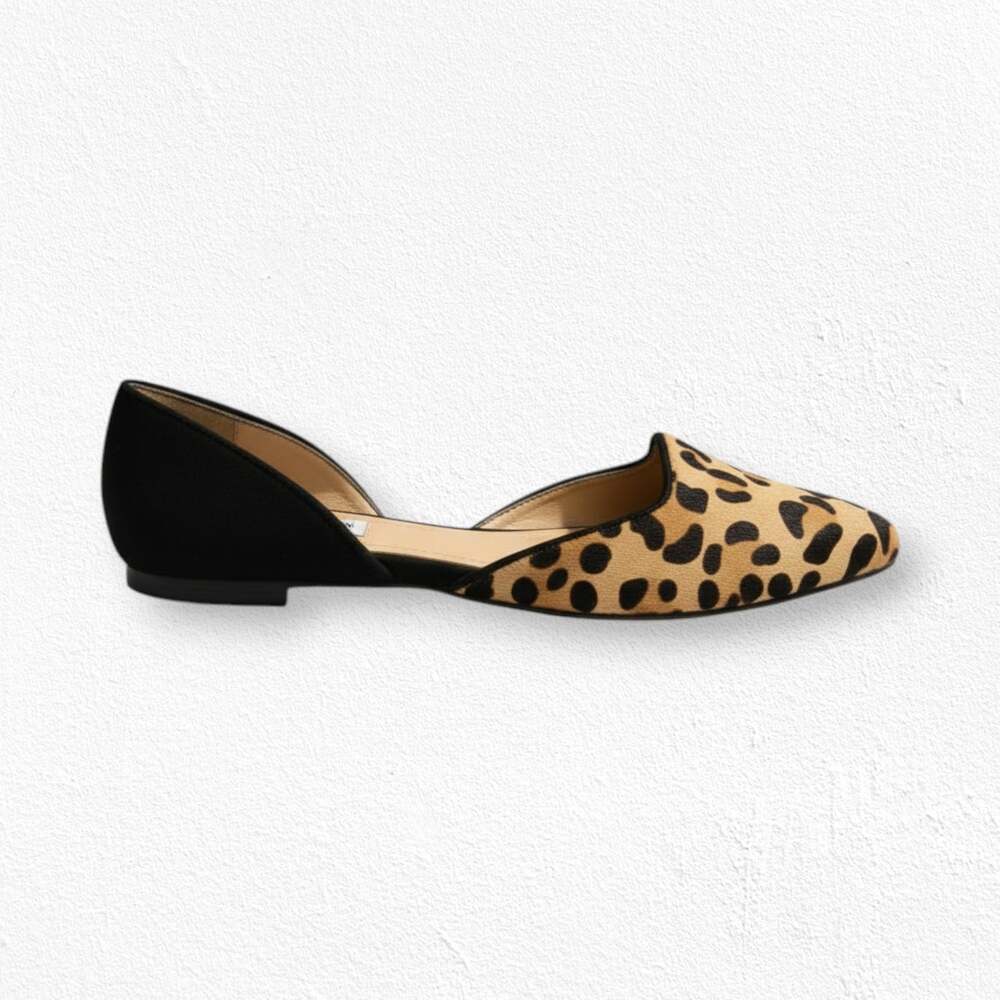 Steve Madden Vamp Leopard Calf Hair D’Orsay Pointed Toe Flats Size 7.5